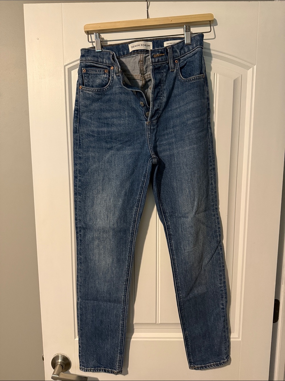Denim Forum Dark Blue High-Rise Straight Jeans